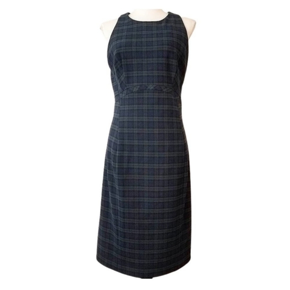 Banana Republic Dresses & Skirts - 𝅺banana REPUBLIC Green Black & Blue Sleeveless Plaid Dress Women's Size: 2